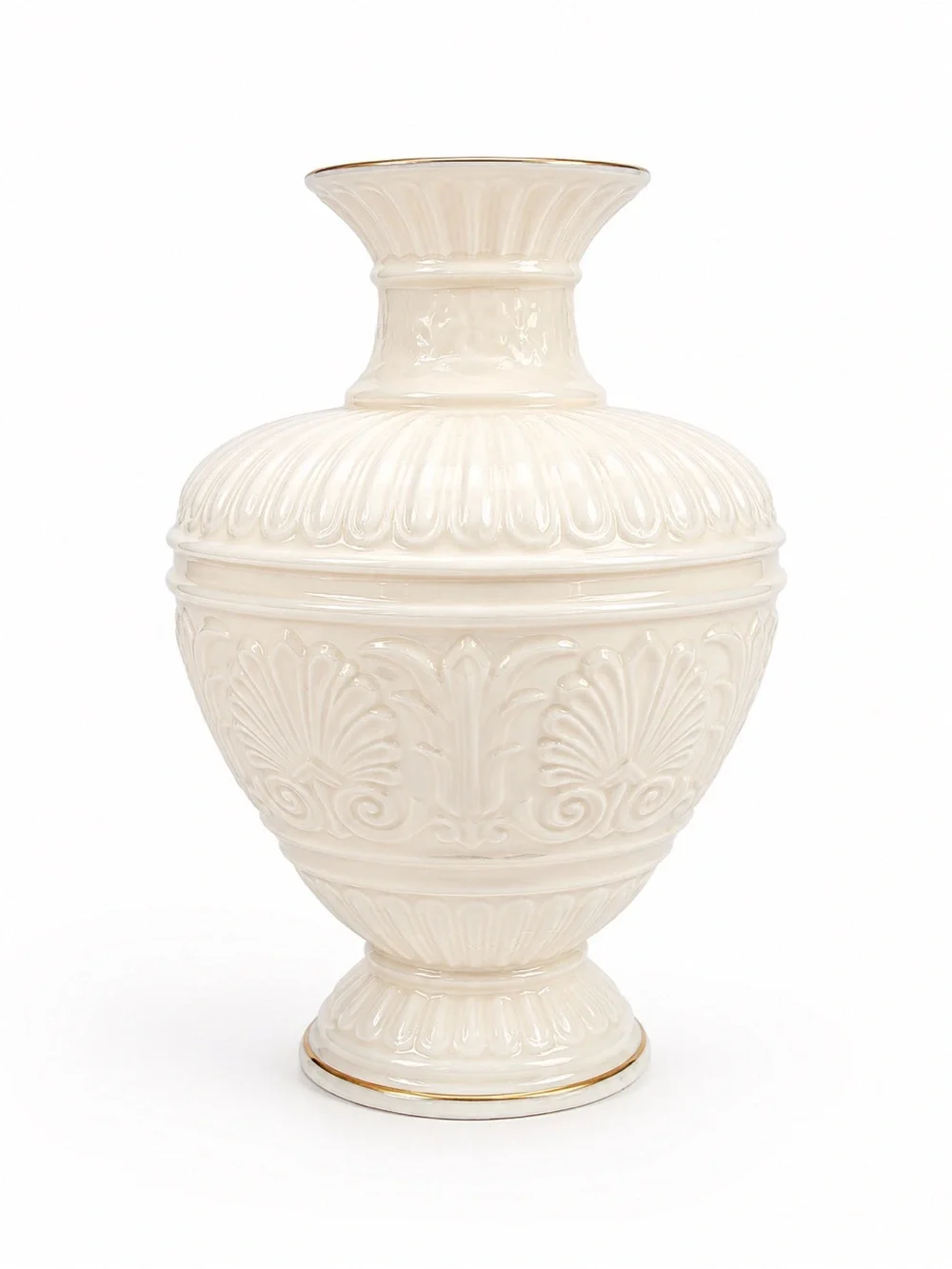 Vintage Lenox Athenian 8” Ivory Porcelain Vase Embossed Made in USA Decor